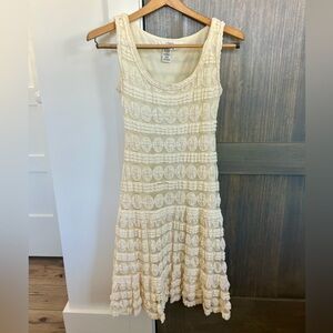 Studio M Cream Textured Lace Midi Dress